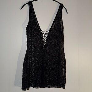 victoria’s secret black lace mini slip dress